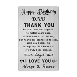 Dad Birthday Card, Happy Birthday Dad Gifts, Steel Engraved Birthday Card for Dad