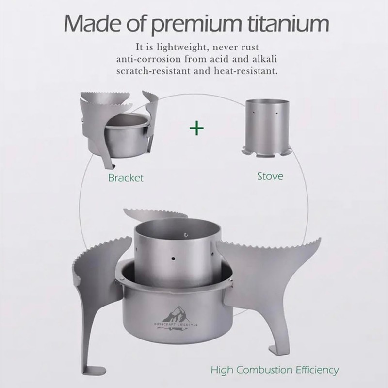 Titanium Alcohol Stove, Extendable to 14 cm, Ultra Light, for