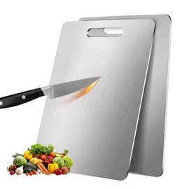 2 Pack, 100% Pure Titanium Cutting Board - 13x9 Inch Non-Slip Kitchen Chopping Board, Dishwasher Safe, Scratch Resistant, Easy to Clean, Durable & Hygienic for Meat, Vegetables, and Fruits
