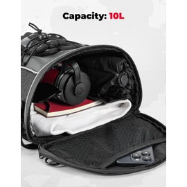 KEMIMOTO Motorcycle Tail Bag Waterproof Motorcycle Seat Bag Tool Carry Bag Storage Saddle Bag Sports Motorbike Rear Rack Bag with shoulder strap and Waterproof Cover 10L