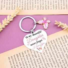 QUIHUD Daughter Keychain Gifts From Mom Christmas Birthday Valentines Gifts For Daughter From Mom Dad Butterfly Keychain