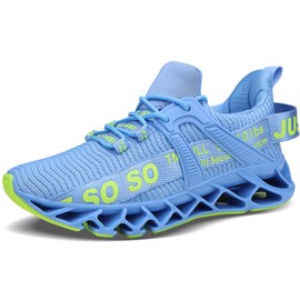 Wonesion Zapatillas de deporte para mujer con hoja atlética antideslizante, E Azul Claro, 9.5 US