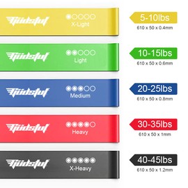 Güdstuf Resistance Bands [Set of 5] Pocket Gym with Carry Case. Exercise Bands for Yoga, Pilates, Strength Training, Physiotherapy, and Injury Rehabilitation. (Yellow - Green - Blue - Red - Black)