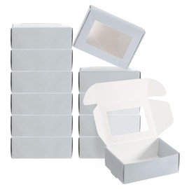 PATIKIL 3.3x2.4x1.2 Paper Soap Box with Window, 40 Pack Homemade Soap Boxes Rectangle Packaging Boxes for Birthday Christmas DIY Craft, Silver