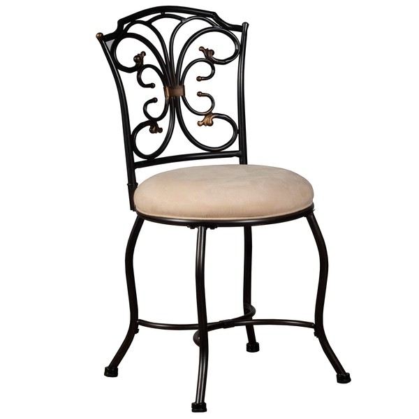 Hillsdale Furniture Sparta Vanity Stool, black with gold highlighted accents