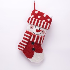 Glitzhome 20" Handmade Hooked 3D Snowman Christmas Stocking