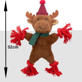 Trixie Christmas Dog Toys for Medium & Large Dogs (Reindeer Plush & Rope Toy)