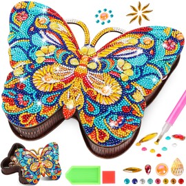 Jovicos Craft Kits for Kids Age 6 7 8 9 10, Butterfly Diamond Art Jewellery Box Arts and Crafts for Kids Age 6-12 Birthday Presents, Diamond Painting Gifts for 5-12 Year Old Girls