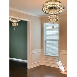 Flashing God Dia 12" Crystal Mini Chandelier Crystal Gold Ceiling Light Fixtures LED Flush Mount Ceiling Light for Living Room Bedrooms Dining Room Dimmable 2700k 4500k 6000k