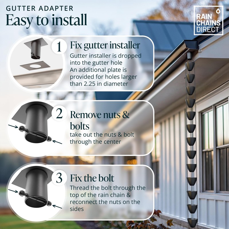 Rain Chains Direct - Rain Chain Gutter Adapter/Installer in Black