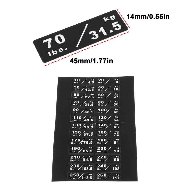 Briny River 2Pcs 10-260lbs/4.5-117kg Weight Stack Labels 4.5x1.4cm Gym Equipment