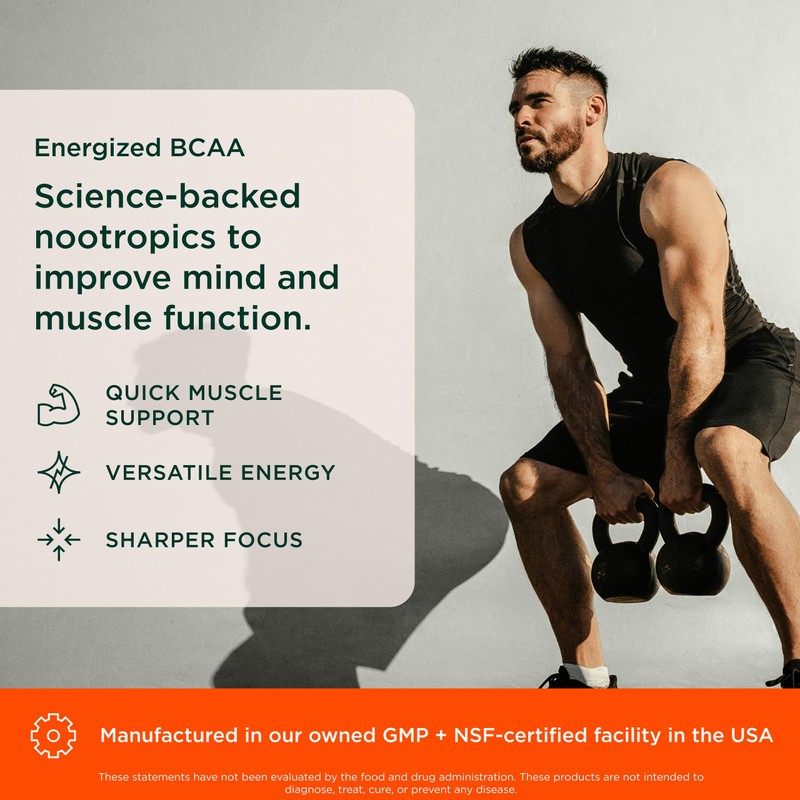 Genius Vegan BCAA Powder, 5g BCAAs & Glutamine, Orange, 21
