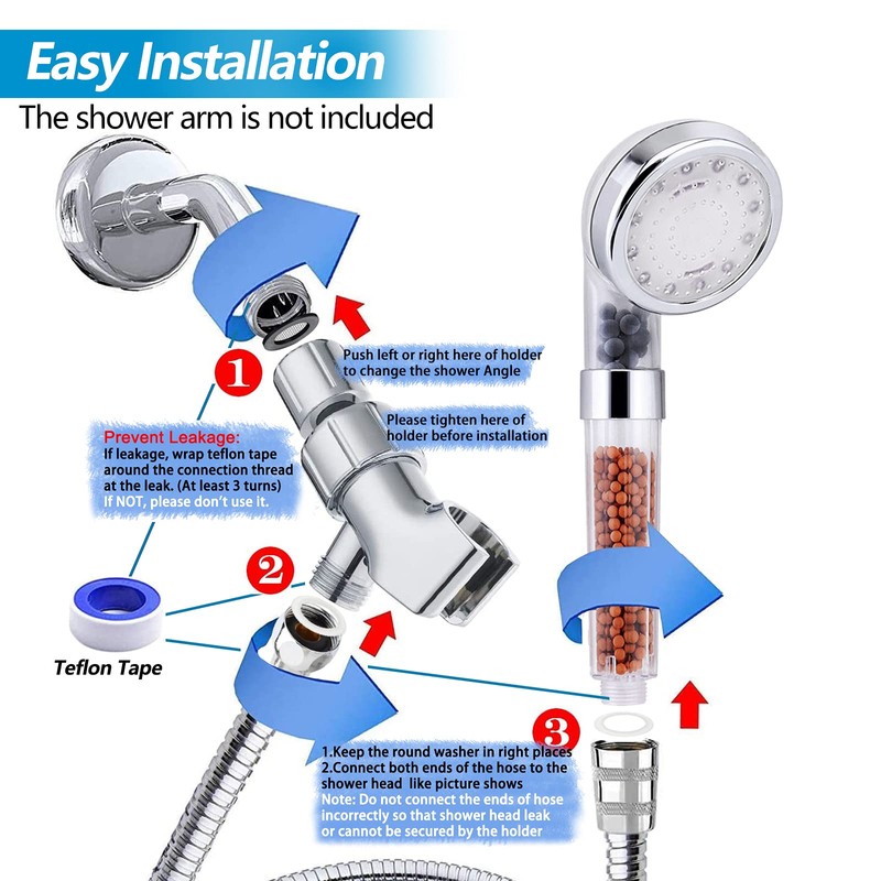 FASTRAS LED Shower Head with Handheld, Shower Head High Pressure