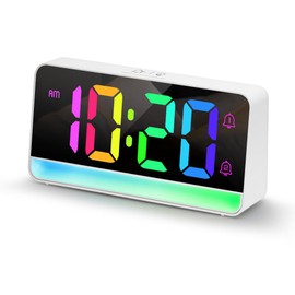 LED Colorful Ambient Light Clock with Color Screen Display, 5-Level Time Brightness, 3-Level Ambient Light, Dual Alarms with Snooze, Type-C Powered, Sleek and Stylish (Black)