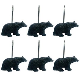 Black Bear Lodge Shower Curtain Hooks Set of 12