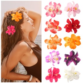 JANYUN Flower Hair Clips, 8 Colors Bohemian Hawaiian Fabric Flower Hairpin for Seaside Holiday Bridal Bobby Pins Headwear Bobby Pins Hair Accessories