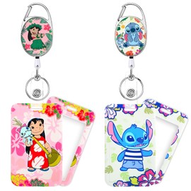 GTOTd Cute Blue Monster Retractable Badge Reel Lanyard (2 Pack) with ID Badge Holder, Cartoon Merch Gifts Party Supplies Badge Clip for Card Key Wallet Teens Student Office Teacher