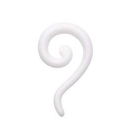 Covet Jewelry Claw Hook Acrylic Ear Gauge Spiral Hanging Taper (4 GA (5mm), White)