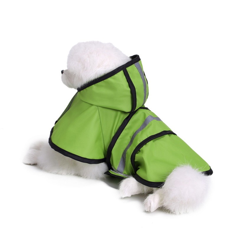 Dog Raincoat Polyester Pet Rain Cape Jacket Reflective Stripe Waterproof