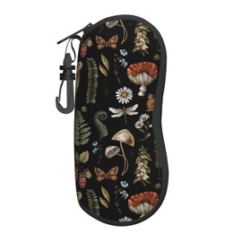 Garlaibi Red Mushroom Green Plant Floral Black Sunglasses Soft Case Ultra Light Neoprene Zipper glasses case glasses bag