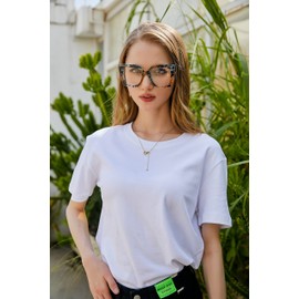 FEISEDY Oversized Square Anti Blue Light Glasses Block Eye Strain Glare Pearl Inlay Arm Cat Eye Fashion Glasses B2639