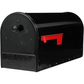 Plexon Double Door Large Mailbox, Front and Rear Access Post Mount Mail Box, Heavy Duty Galvanized Steel, Black Powder Coat Finish, Rust Resistant, Magnetic Closure, 1475 cu-in, Fits Standard Posts