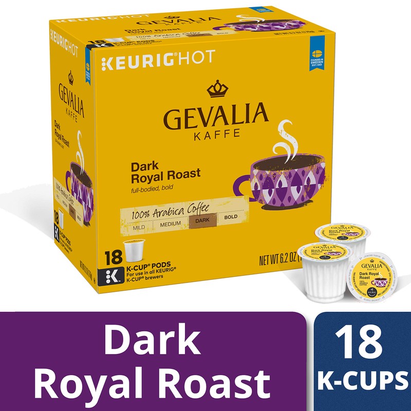 GEVALIA Dark Royal Roast Coffee, K-CUP Pods, 6.2 oz, 18