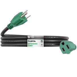PLUGTUL 6 FT Outdoor Extension Cord Waterproof 16/3 Black Heavy Duty 3 Prong Extension Cord, 13A 1625W SJTW, ETL Listed, Great for Garden and Home