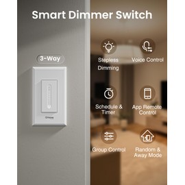 GHome Smart 3 Way Dimmer Switch, Dimmable Light Switch Works with Alexa & Google Home, WiFi 2.4Ghz, Compatible with Traditional 3 Way Switch or Work Seperately, Neutral Wire Required, FCC Certified