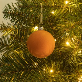 KI Store Ginger Velvet Ball Ornaments 6pcs 6cm for Party Christmas Tree Baby Shower First Christmas Decorations