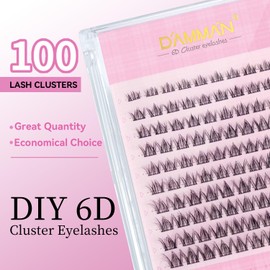 DAMMAN 6D DIY Lash Kit DME-23 D Curl 100 Pieces 8-16mm Cluster Lash Kit with Glue Bond And Seal Waterproof Natural Lash Cluster Kit
