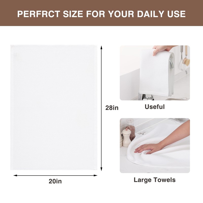Homaxy 100% Cotton Oversized Waffle Weave Kitchen Dish Towels, Ultra