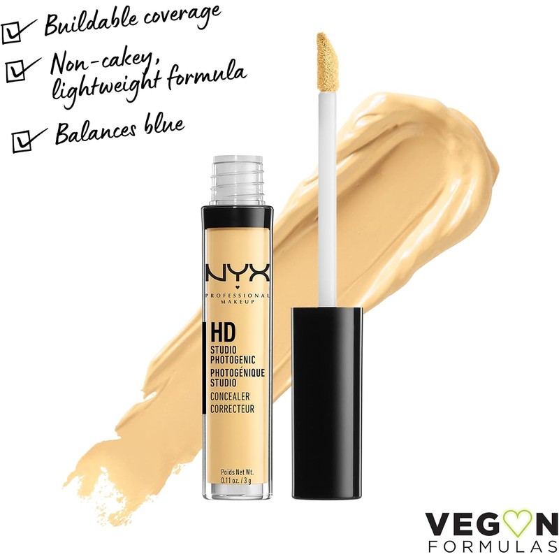 NYX Professional Makeup, HD, Corrector de Maquillaje, Yellow, 3G