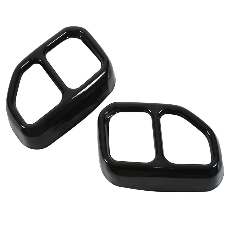 2pcs Gloss Black Car Tail Exhaust Pipe Cover Trim Stainless