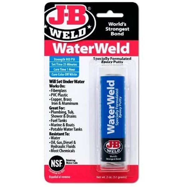 J-B Weld 8277 WaterWeld Underwater Epoxy Putty, Size: 57 g (2 oz)