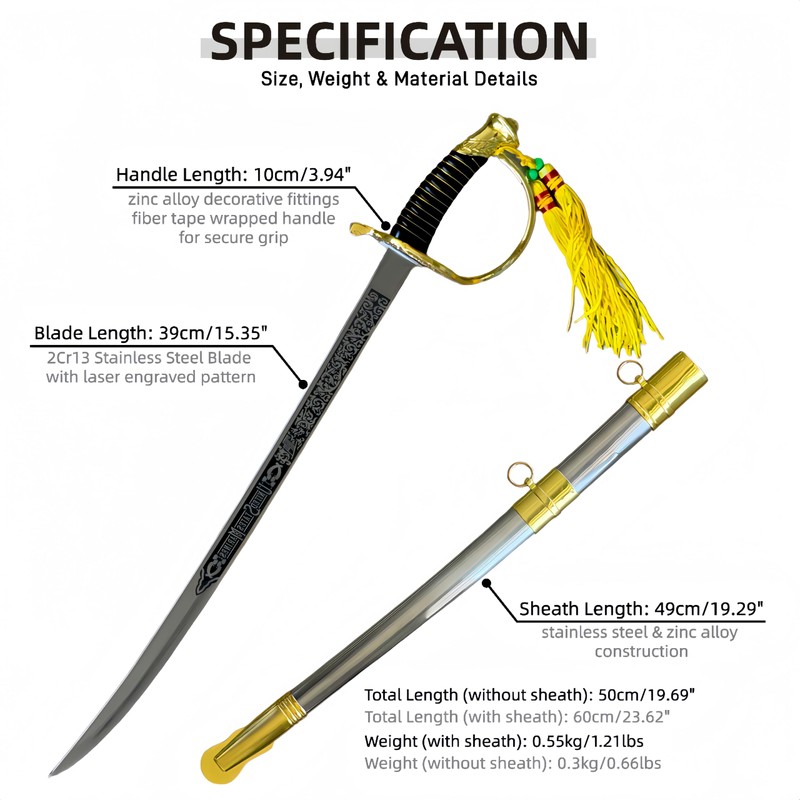 Sword Valley Ceremonial Black-Handled Blade with Stainless Steel Sheath -