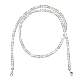 Evherv Pearl Chain Strap, 47 Inch Imitation Pearl Bead Purse Strap Crossbody Bag Chain Replacement Pearl Handle Chains Accessories with Metal Buckles for Handbag Clutch Purse Phone Strap