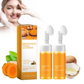 Grgowe 2 x Turmeric Facial Wash, Turmeric Foaming Cleanser, Turmeric Brightening Facial Cleanser, Turmeric Glow Face Wash, Targets Clogged Pores, Excess Oil & Breakouts