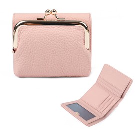 imeetu Leather Wallet, Genuine Leather, Women's, Trifold Wallet, Travel Wallet, Large Capacity, Skimming, Coin Purse, Genuine Cow Leather, Lightweight, Multifunctional, Compact, RFID Casual, Pink