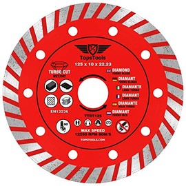 1 x TopsTools TTDT125 125mm (5 inch) x 10mm x 22.23mm Bore Turbo Diamond Angle Grinder Circular Saw Blade
