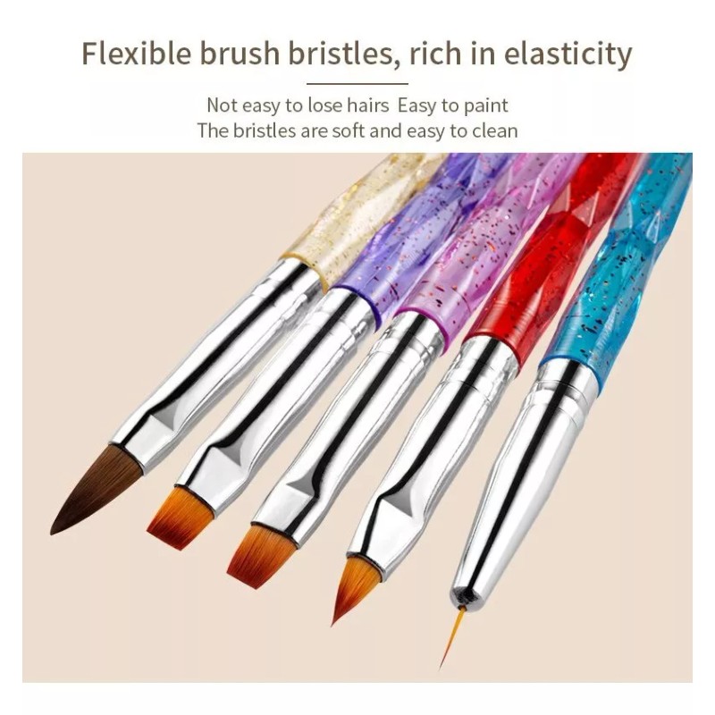 KH Set De 5 Pinceles Uñas Nail Acrílico 12 Pz