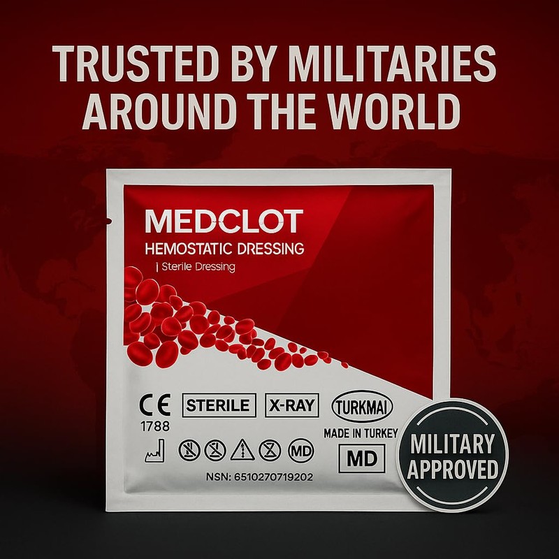 MEDCLOT Hemostatic Gauze-Kaolin Hemostatic Dressing Stops Bleeding Fast-Sterile&Compact for Everyday