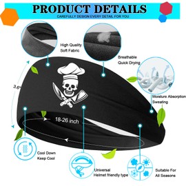 Chef Sweat Bands Headbands for Men Women 3pcs Sweatbands Head Bands for Mens Sports Running Workout Headbands for Men Cooling Head Band for Sweat Moisture Wicking Hairband for Gym Athletic Chef Gifts