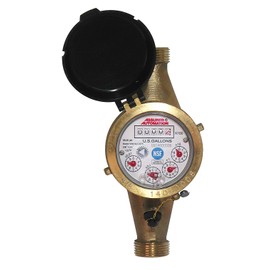 1/2” Water Meter: Lead Free Brass, NSF Certified, Multi-Jet, Gallons (Horizontal Installation)