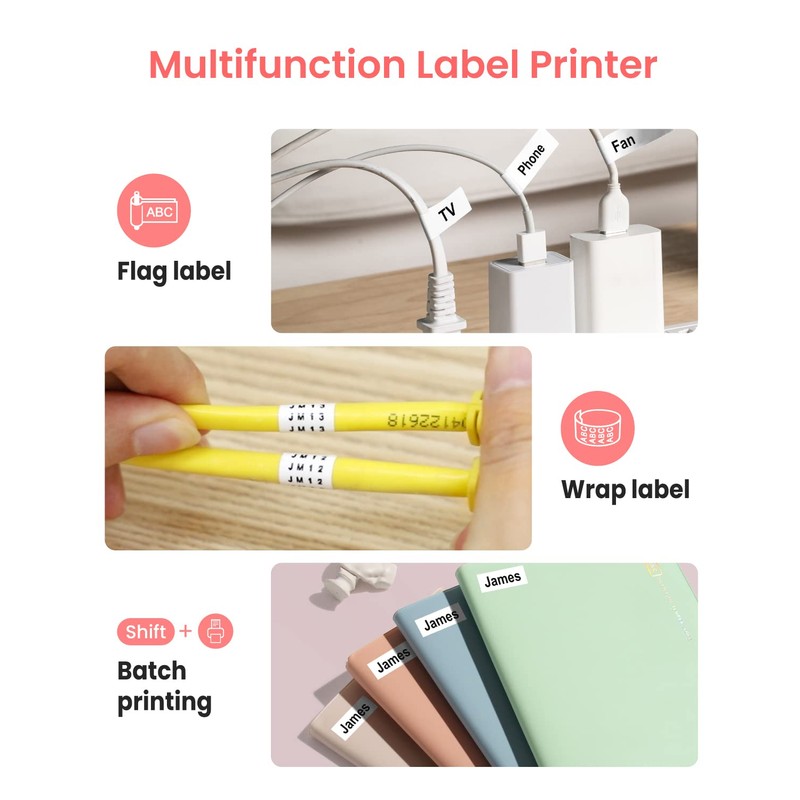 Pink Label Maker Machine-Vixic-D210S Label Makers,QWERTY Keyboard Labeler,Easy Handheld Portable
