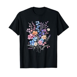 Vintage Flowers Women Wildflower Graphic Floral Gardening T-Shirt