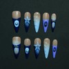 Blue French Tip Press On Nails - 10pcs Long Stiletto