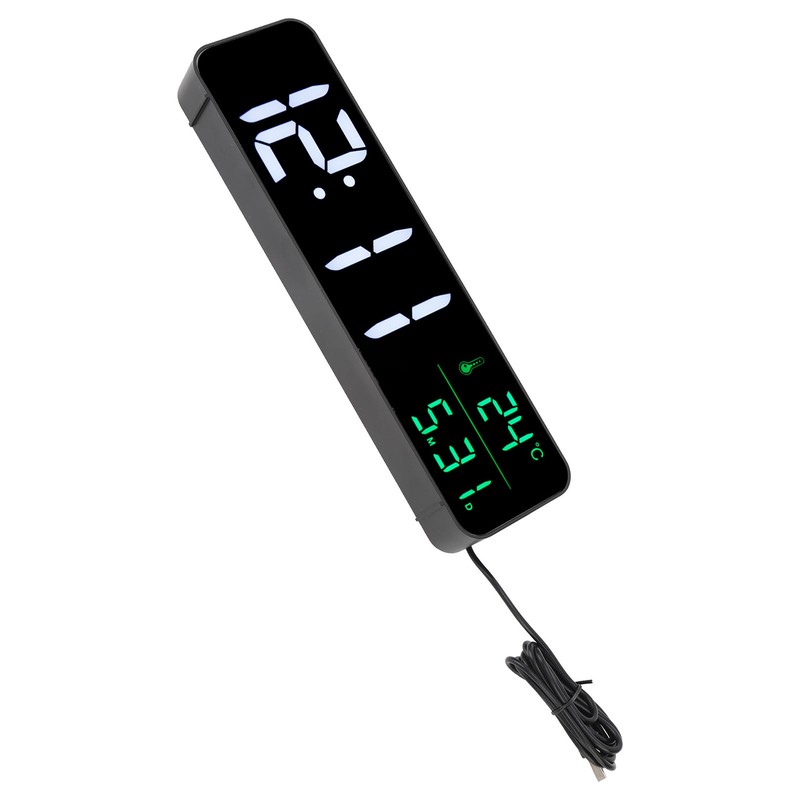 LED Music Alarm Clock 5 Adjustable Brightness 12/24H Large Display