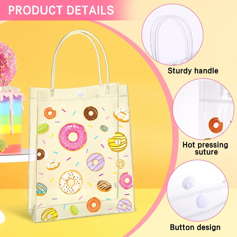 Saypacck 12 Pcs Donut Party Favor Gift Bags Plastic Clear
