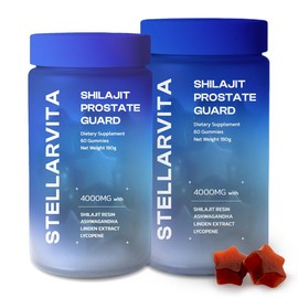 Stellarvita Shilajit Prostate Guard Gummies | 4000mg Per Gummy | 60 Gummies | With Shilajit, Linden Extract, Lycopene & Ashwagandha | Nightly Hormone Balance, Urinary Flow Support & Liver Detox | Mineral Dietary Supplements:_2 bottle